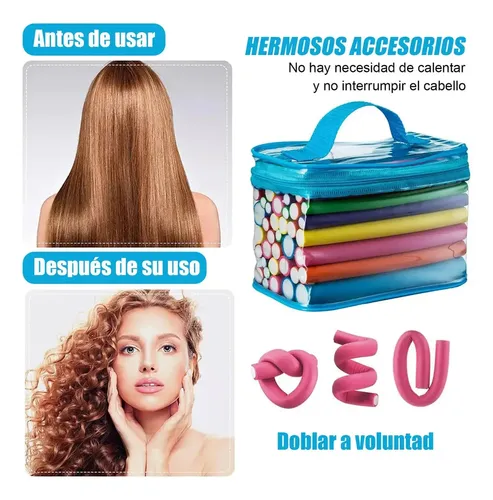 Rizadores De Cabello Sin Calor, 42pcs Rizo Tubos Cabello !