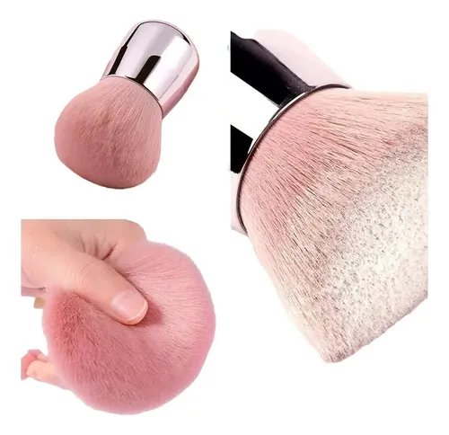 Brocha Profesional Kabuki Pelo Corto Sintetico Alta Calidad Color Rosa