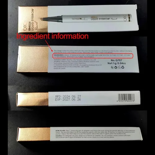 Lápiz De Cejas 4 Puntas Yulinlon Negro Impermeable 36h