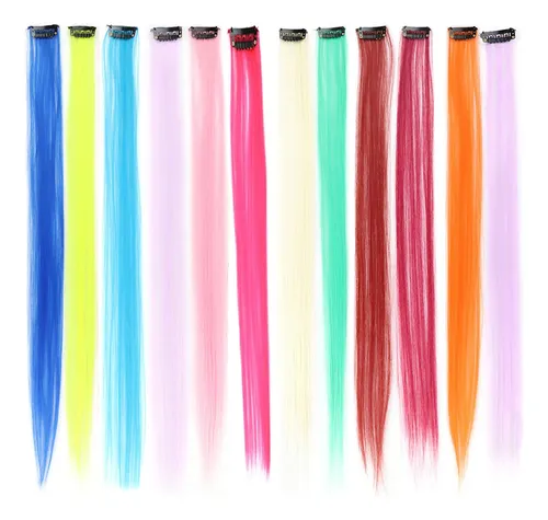 24 Piezas De Cabello Largo Liso Sin Costuras Y Colorido