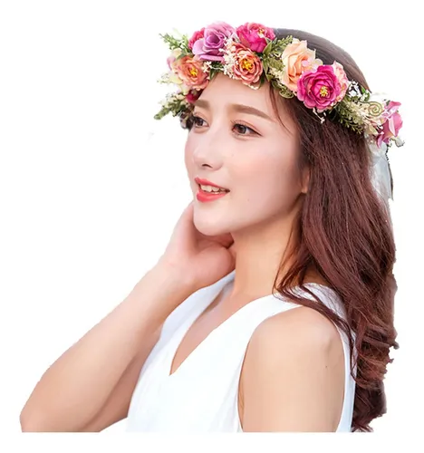 2 Diademas De Flores Para Mujer Con Cinta Para El Pelo