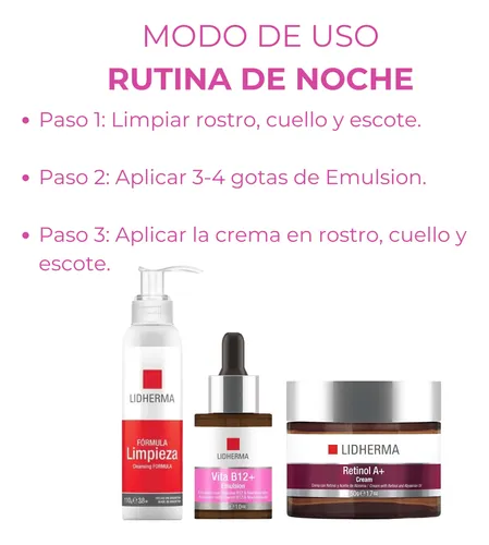 Rutina Skincare Dia Noche Piel Seca Antiage Retinol Lidherma