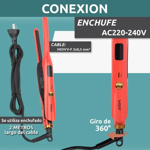 Planchita Mini Pelo Lacio Bucle Corto Vgr V-523 Cerámica Rojo