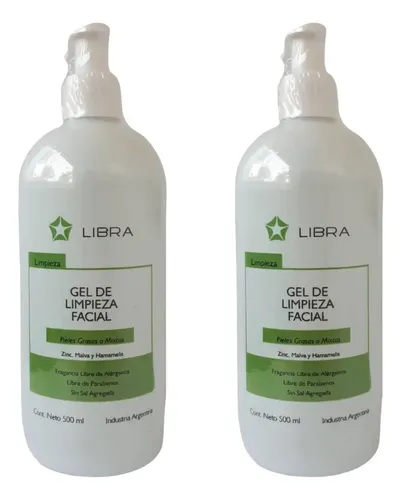 Gel De Limpieza Facial Piel Grasa O Mixta 500ml Libra X 2u