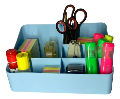Organizador De Maquillaje Polipropileno Celeste Hants 7 Compartimentos