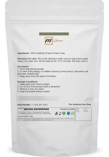Arcilla Francesa Verde 100 G Para Mascarillas Y Cosmética