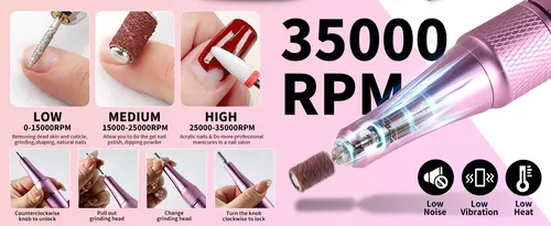Lima Uñas Sg707 35000rpm Recargable Portátil Kit Uñas