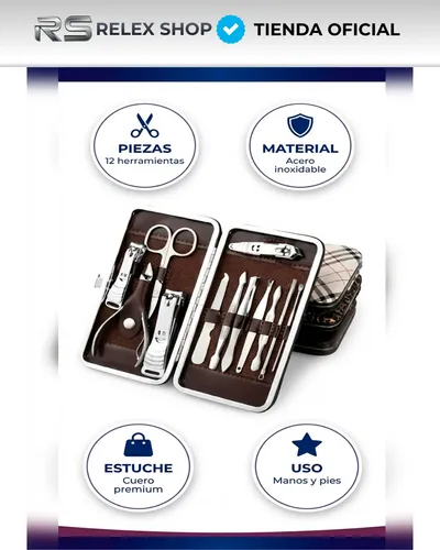 Kit Manicura Premium Con Estuche Portátil 12 Piezas