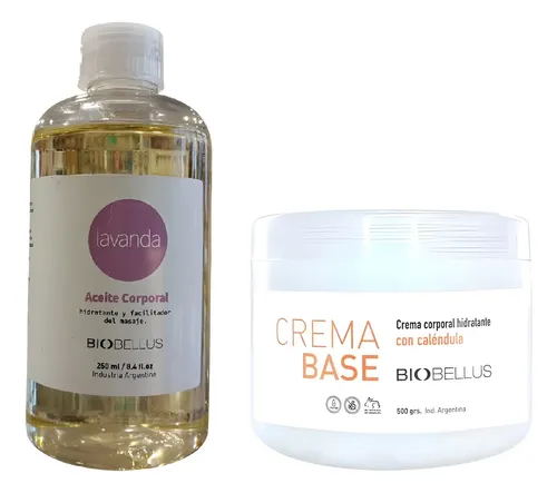 Crema Base Masajes 500g + Aceite Lavanda 250ml Biobellus Tipo de envase Pote