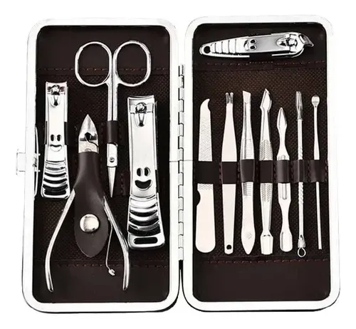 Kit 12 Piezas Manicure Uñas Herramienta Acero Inoxidable