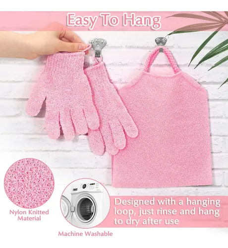 Guantes Exfoliantes Para Ducha Y Baño Rosa