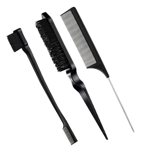 Juego De 3 Cepillos Para El Cabello Slick Back, Cepillo De C Negro
