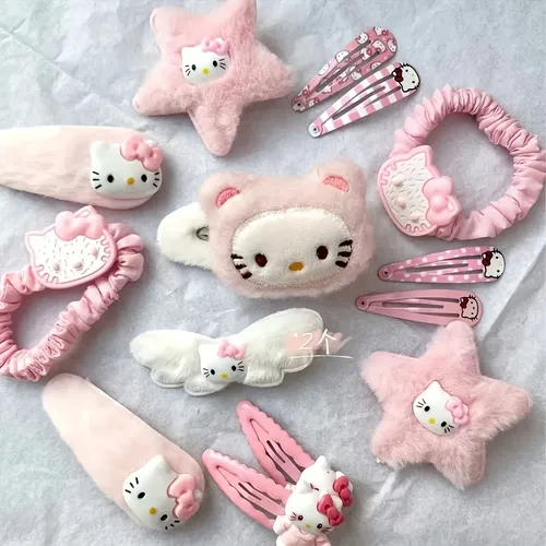 14 Clips Para Hello Kitty Camisa Rosa Regalo San Valentín 14 Piezas