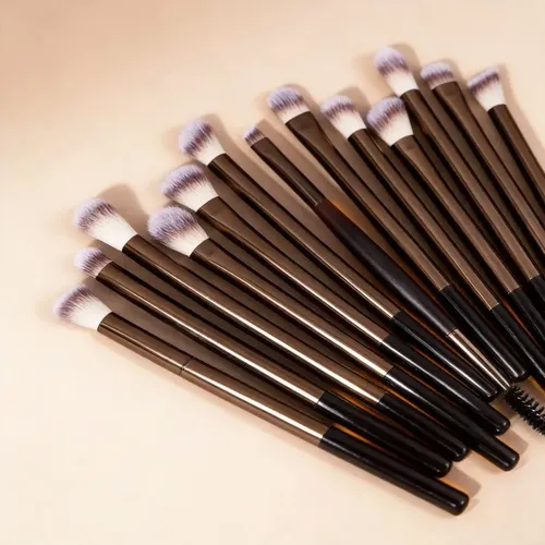 Set De 13 Pinceles De Maquillaje Para Ojos, Doble Punta 13-piece Long-handled Eye Brush In Coffee Color