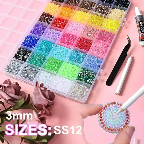 Kit De Diamantes De Imitación De 3 Mm, 40 Colores, Gemas Par