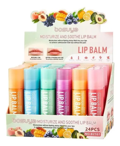 Pack 24 Bálsamos Labiales Frutales Hidratantes Lip Balm