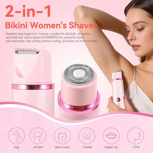 Depiladora Eléctrica Recargable 2 En 1 Para Mujer Rosa
