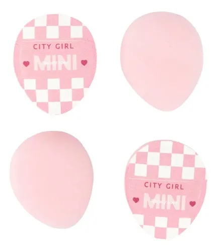 Mini Esponjas De Maquillaje City Girl Corazone X4 Color Rosa
