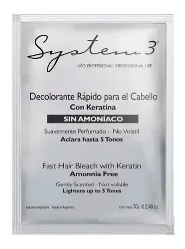Polvo Decolorante Con Keratina Sin Amoniaco X70g – System3