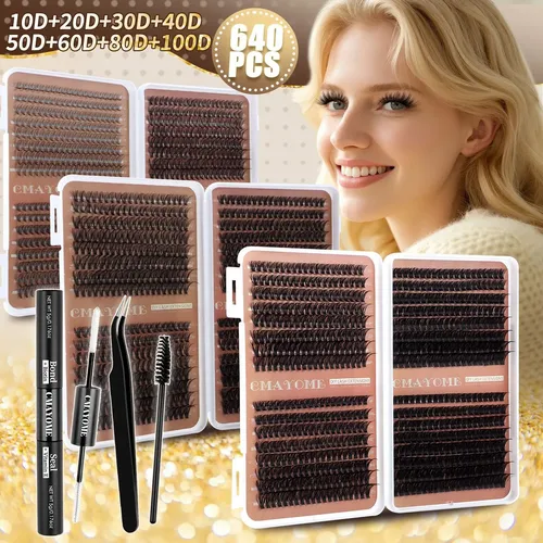 [jjm] 640pcs D-curl 10-100d, Kit Con Múltiples Estilos