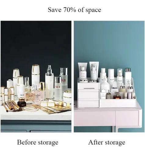 Organizador De Escritorio De Maquillaje Con Cajones Blanco Color Verde Claro