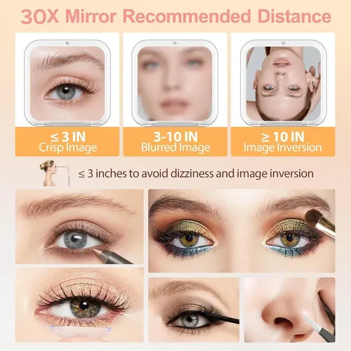 Espejo Compacto W Con Aumento 30x, Espejo De Maquillaje