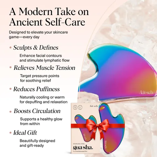 Gua Sha Kitsch Acero Inoxidable Iridiscente Facial