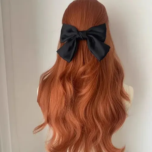 Peluca De Mujer Rizada Naranja Con Forma De Ondulado Grande  Red-orange Colour