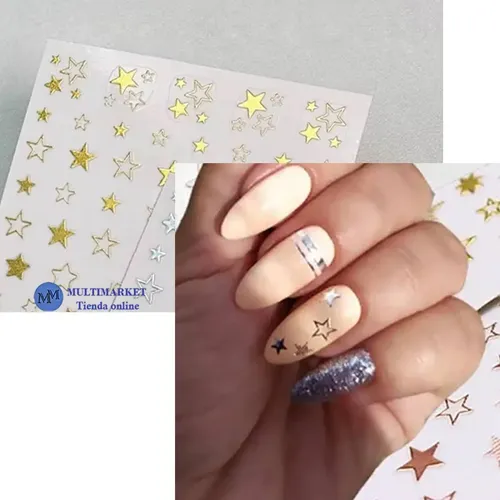 Stickers Para Uñas Dorados, Plateados. Varios Modelos. X1