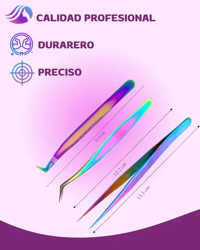 Kit X3 Pinzas Para Extensiones Pestañas Pelo A Pelo Vol Ruso