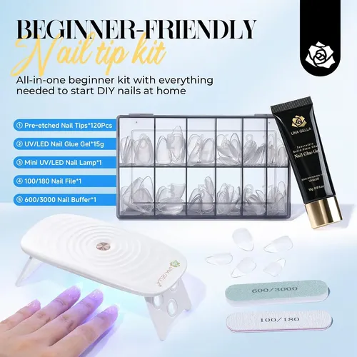 Conjunto De Uñas De Gel Corta Almendra Una Gella Ug-tz002