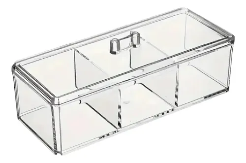 Organizador Acrílico Multiuso Porta Cosméticos 3 Divisiones Color Transparente