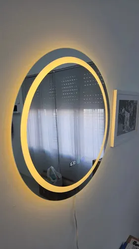 Espejo Con Luz Led Calida Fria o Neutra Touch Tactil Con Dimmer 60 Cm Redondo Para Baño Dormitorio CuantoArte Circular Premium