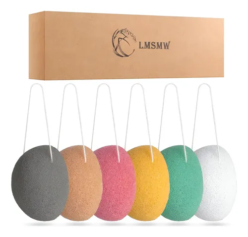 Juego De 6 Esponjas Faciales Konjac Lmsmw Con Carbón