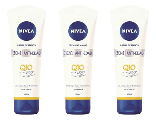 Pack Crema Para Manos Nivea 3 En 1 Antiedad Q10 100 Ml