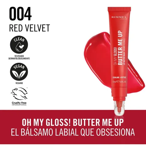 Bálsamo Labial Oh My Gloss Butter Me Up Rimmel London Red Velvet
