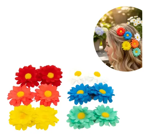 Broches De Pelo Clips Girasoles Pack X 12 Unidades Colores A Disponibilidad