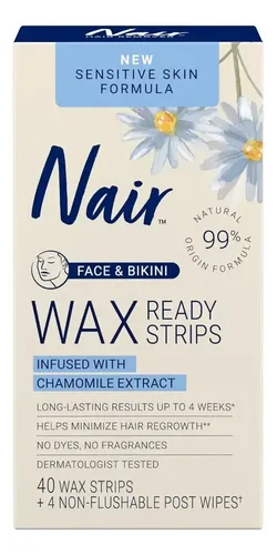 Ceras Depilatorias Nair Piel Sensible 40 Unidades