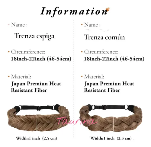 Vincha Trenza Regulable Importadas Taurina H20/h21