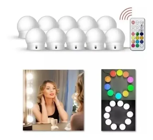 10 Focos Led Usb Luces Vanity Para Espejo De Maquillaje Color De La Luz Blanca