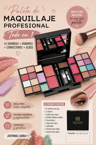 Kit De Maquillaje Estuche Completo Todo En Uno+espejo