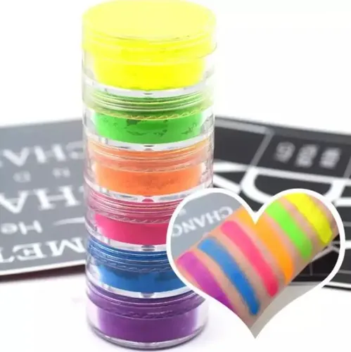 Torre 6 Pigmentos Po Neon Asa P/ Sombra Unhas Uñas Maquillaje