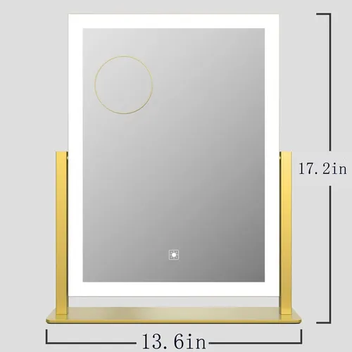 Espejo De Maquillaje Con Luces Led 43.7×34.5cm Dorado