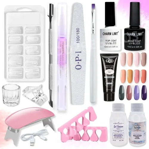 Kit X15 Polygel 30ml Cabina Capsula Pincel Top Base Completo