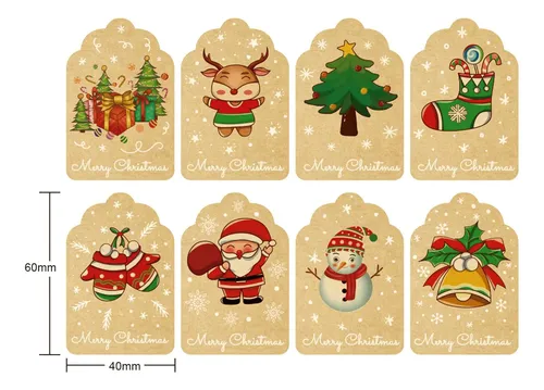 300 Uds. Etiquetas Adhesivas De Feliz Navidad Para Hacer