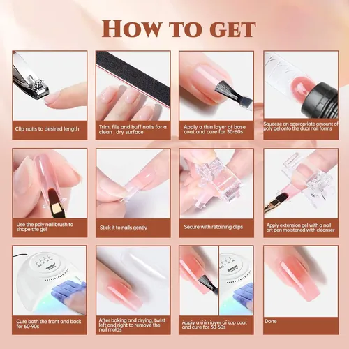 Kit Uñas Poligel Jewhiteny 14 Colores Lámpara Taladro