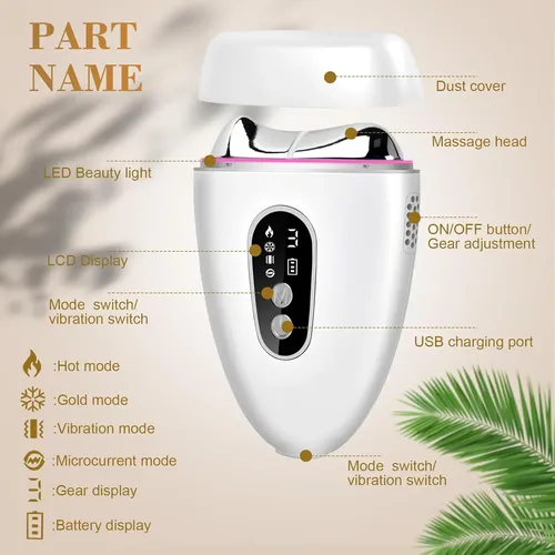 Masajeador Facial Gua Sha Cuello Lifting Frio Calor Led