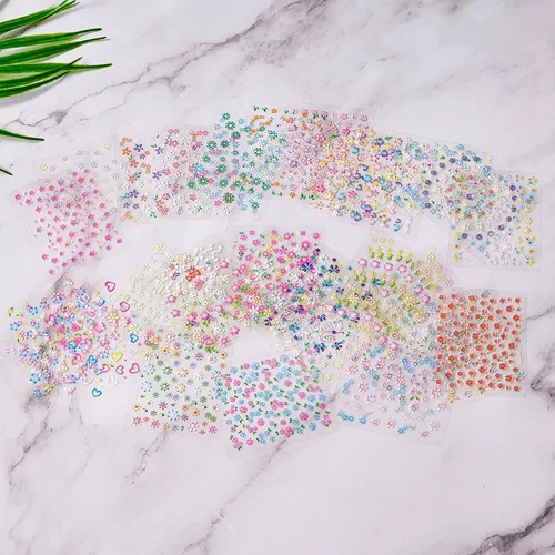 30 Pegatinas De Uñas Con Flores De Colores No Repetidas
