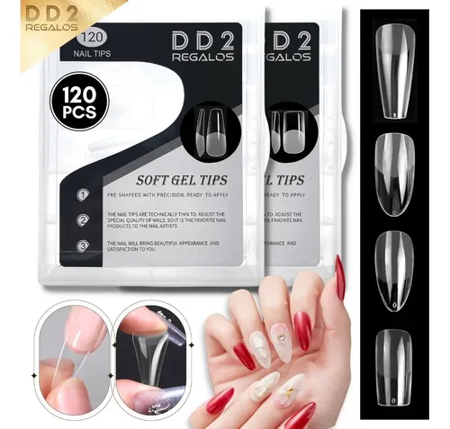 Tips Soft Gel Press On Caja X120u Ultra Fino Pre Limadas Dd2