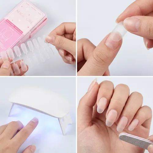 Tips Soft Gel Cuadrado Mate Full Cover 240 Unidades